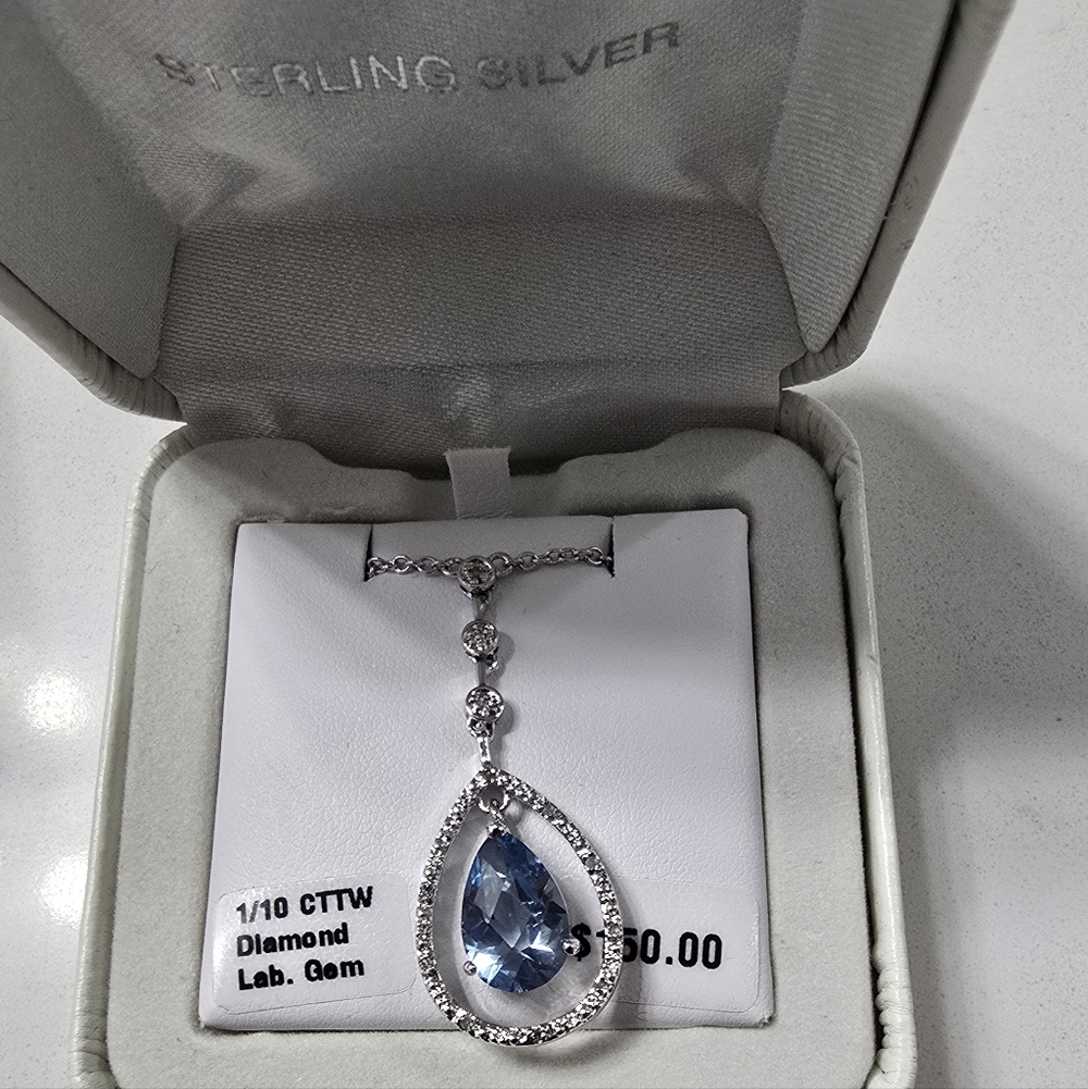 Kohl's Sterling Silver Necklace with Blue Gemstone